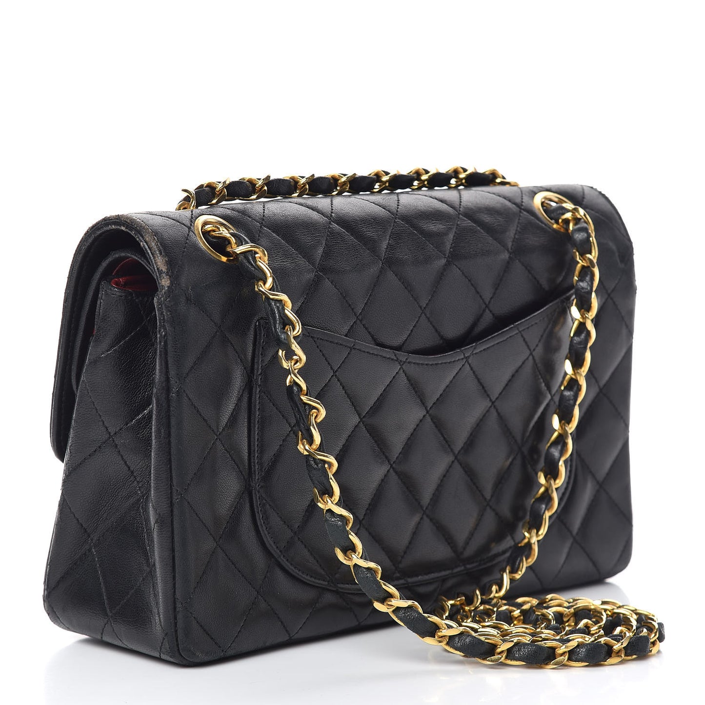 Lambskin Quilted Small Double Flap Black