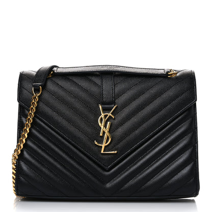 Saint Laurent Grain De Poudre Matelasse Chevron Medium Monogram Satchel Black 1 of 9