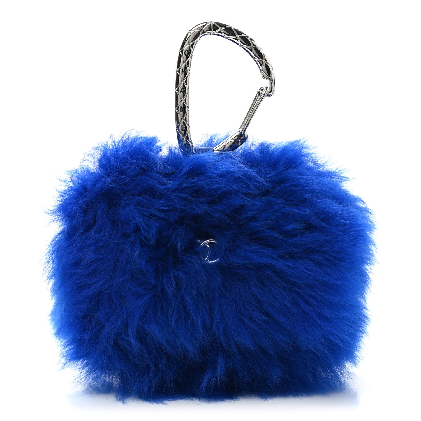Shearling Lambskin CC Hook Card Holder Blue