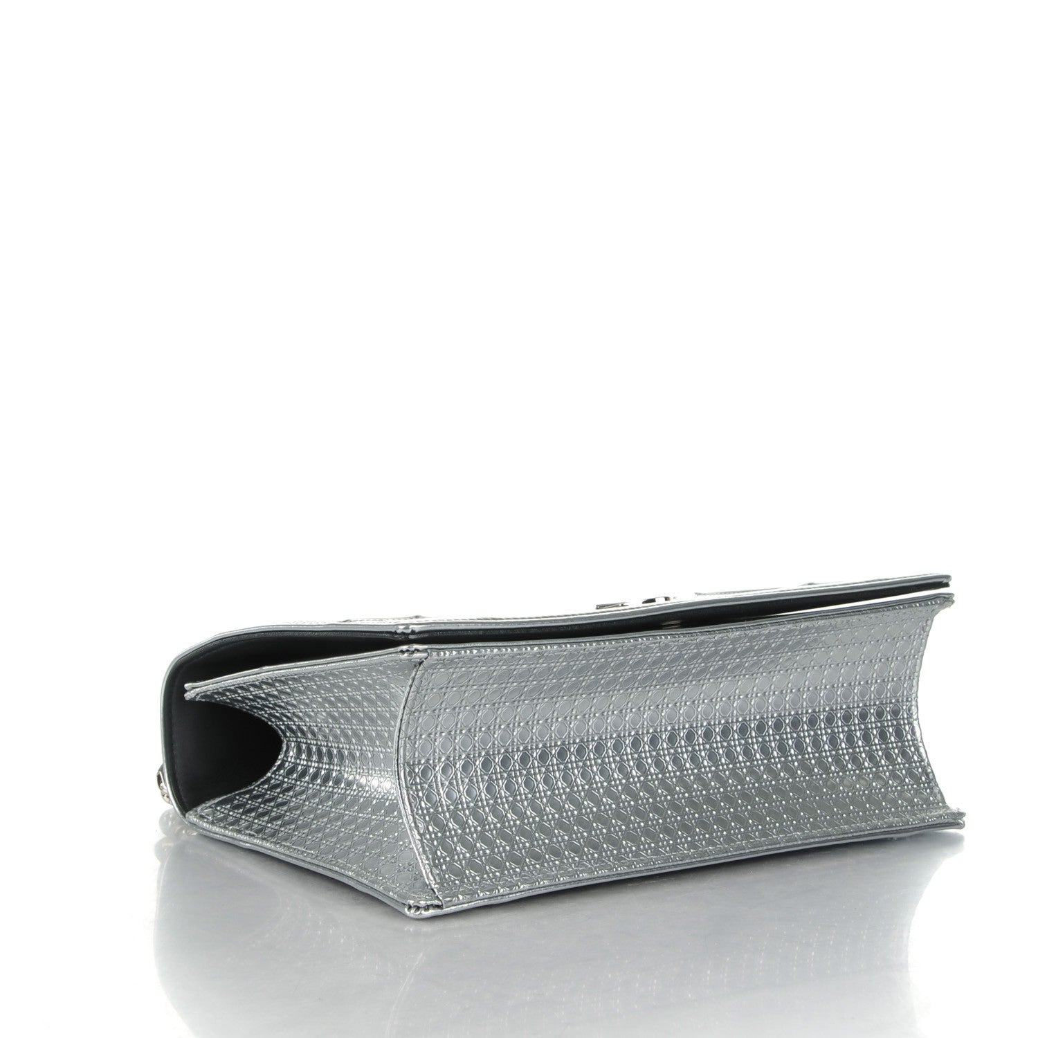 Christian Dior Metallic Patent Micro-Cannage Medium Diorama Flap Bag Silver 4 of 8