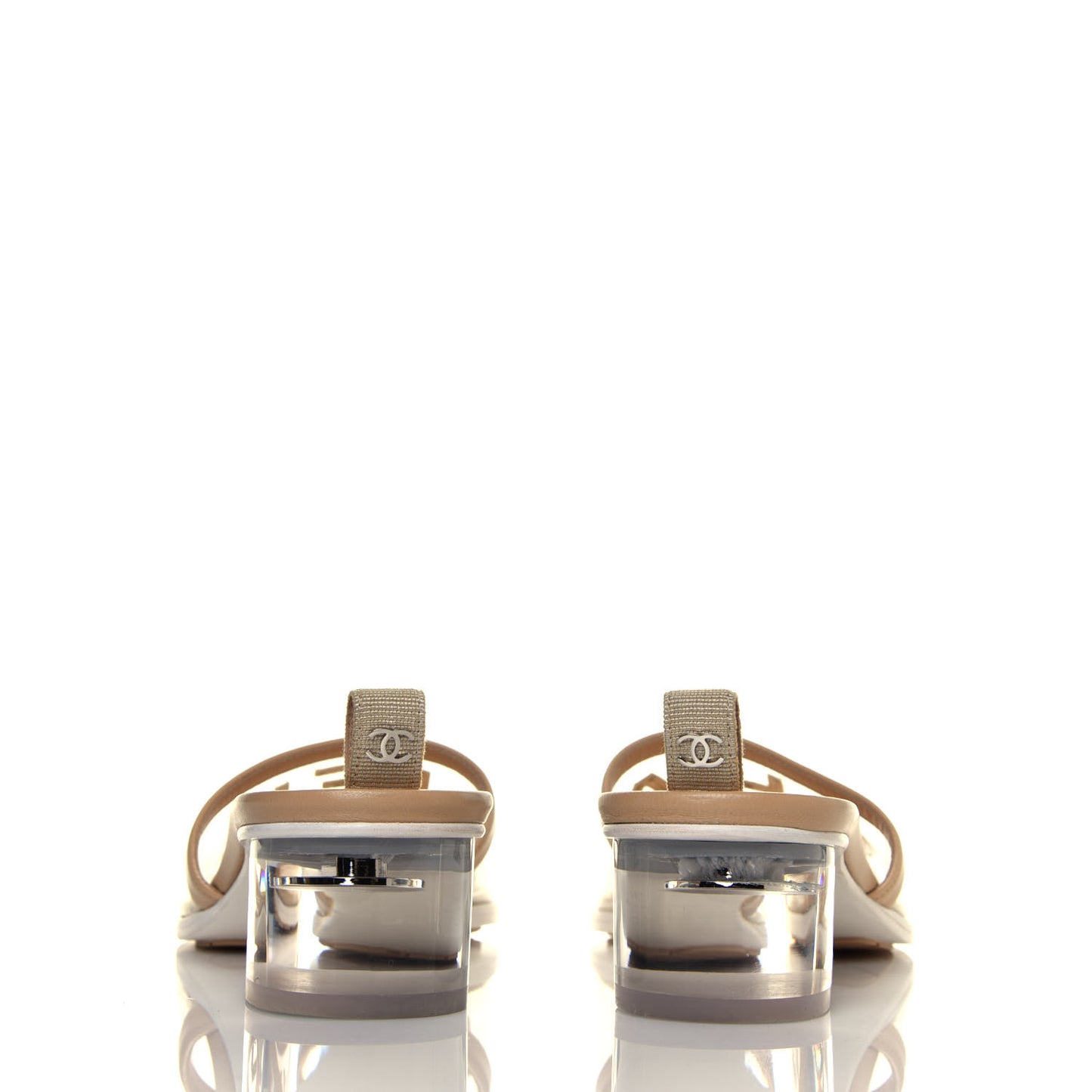 PVC Lambskin Logo Mules 41 Beige