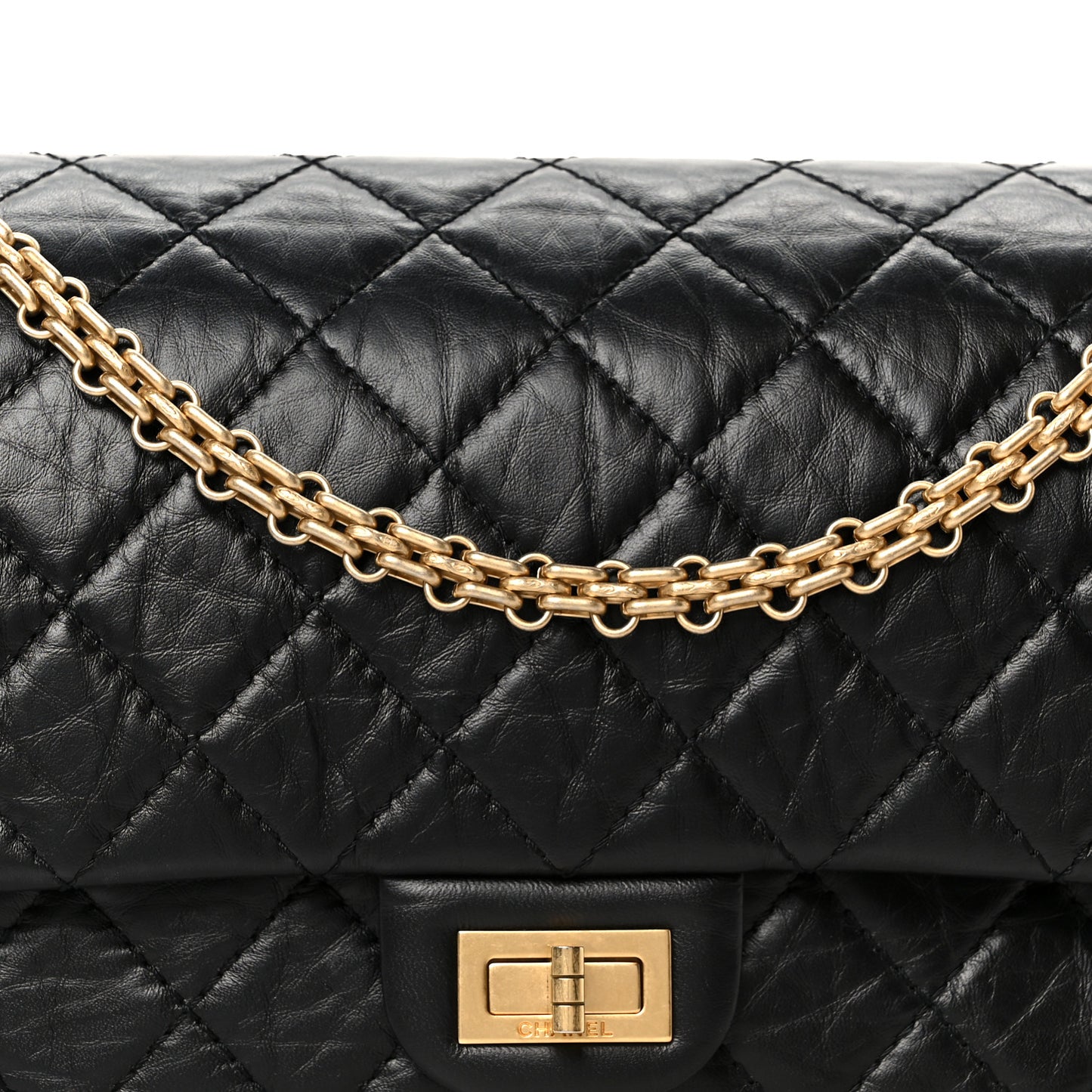 Aged Calfskin Quilted 2.55 Reissue 226 Flap Black