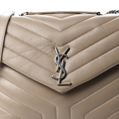Saint Laurent Calfskin Y Quilted Monogram Medium Loulou Chain Satchel Dark Beige 11 of 11