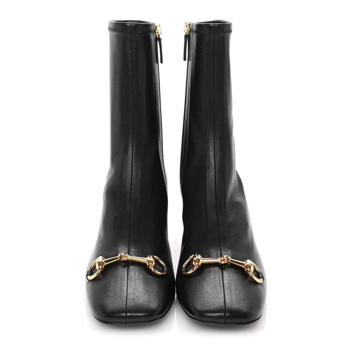Gucci Shiny Calfskin Horsebit Signora Bootie 37 Black 3 of 7