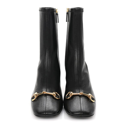 Gucci Shiny Calfskin Horsebit Signora Bootie 37 Black 3 of 7