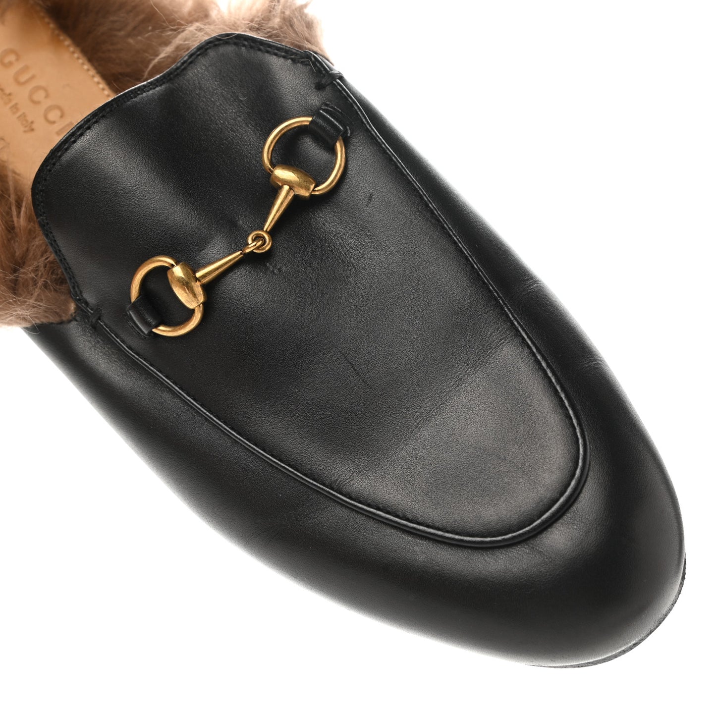 Calfskin Fur Womens Princetown Slippers 40 Black