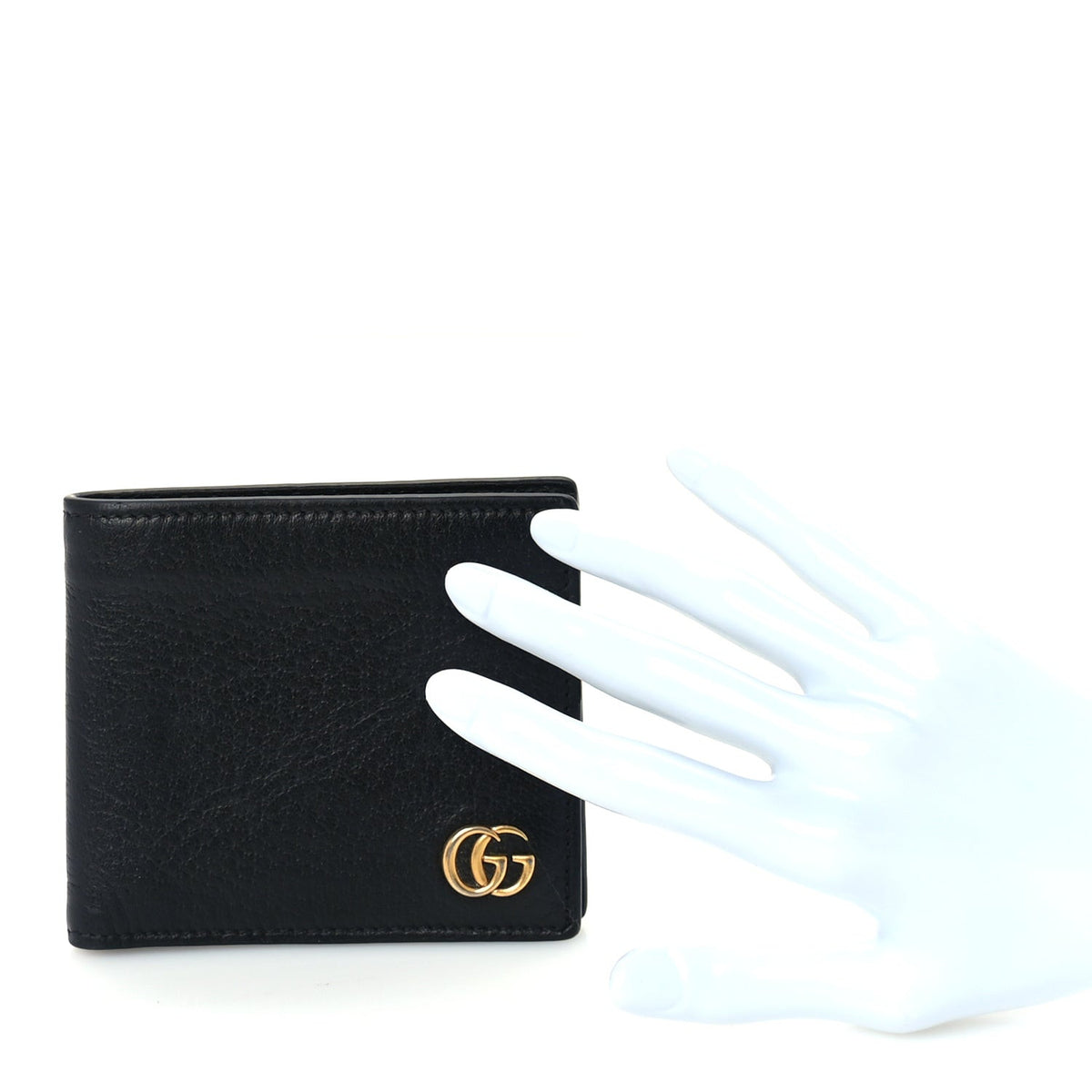 Calfskin Boar Effect GG Marmont Bi-Fold Wallet Black