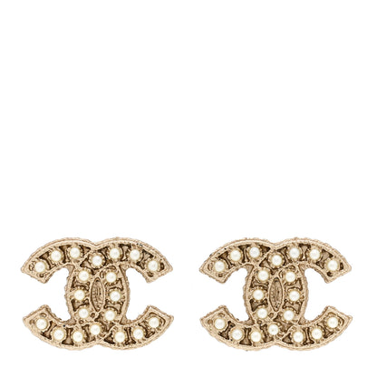 Chanel Pearl CC Earrings Light Gold 1 of 6