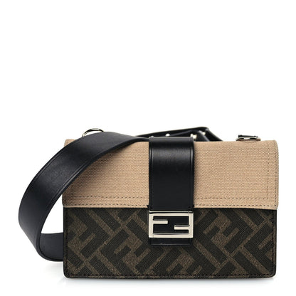 Fendi Glazed Fabric Cotton Vitello King Aura FF 1974 Baguette Belt Pouch Tobacco Moro Sand Black 1 of 8