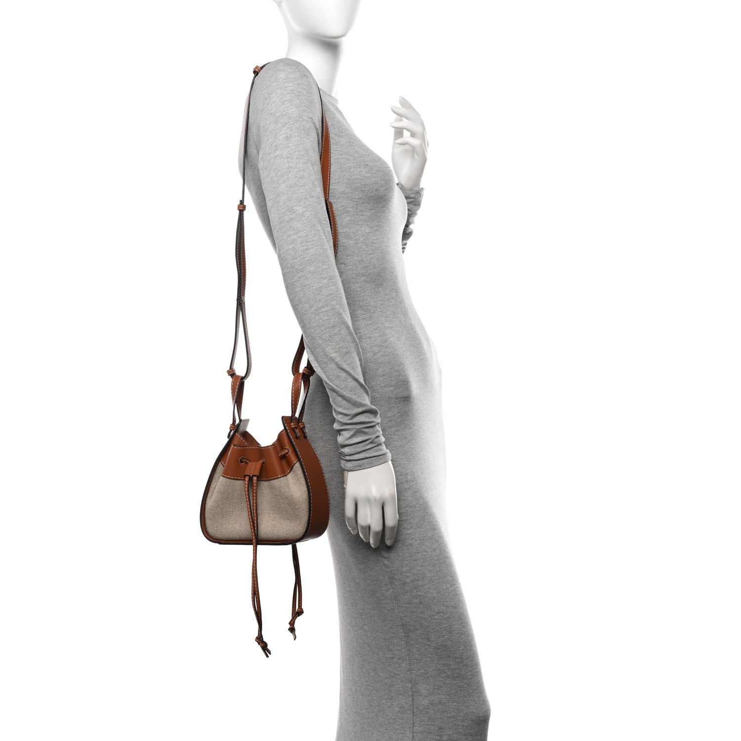 Loewe Calfskin Canvas Mini Hammock Shoulder Bag Natural Tan 2 of 10