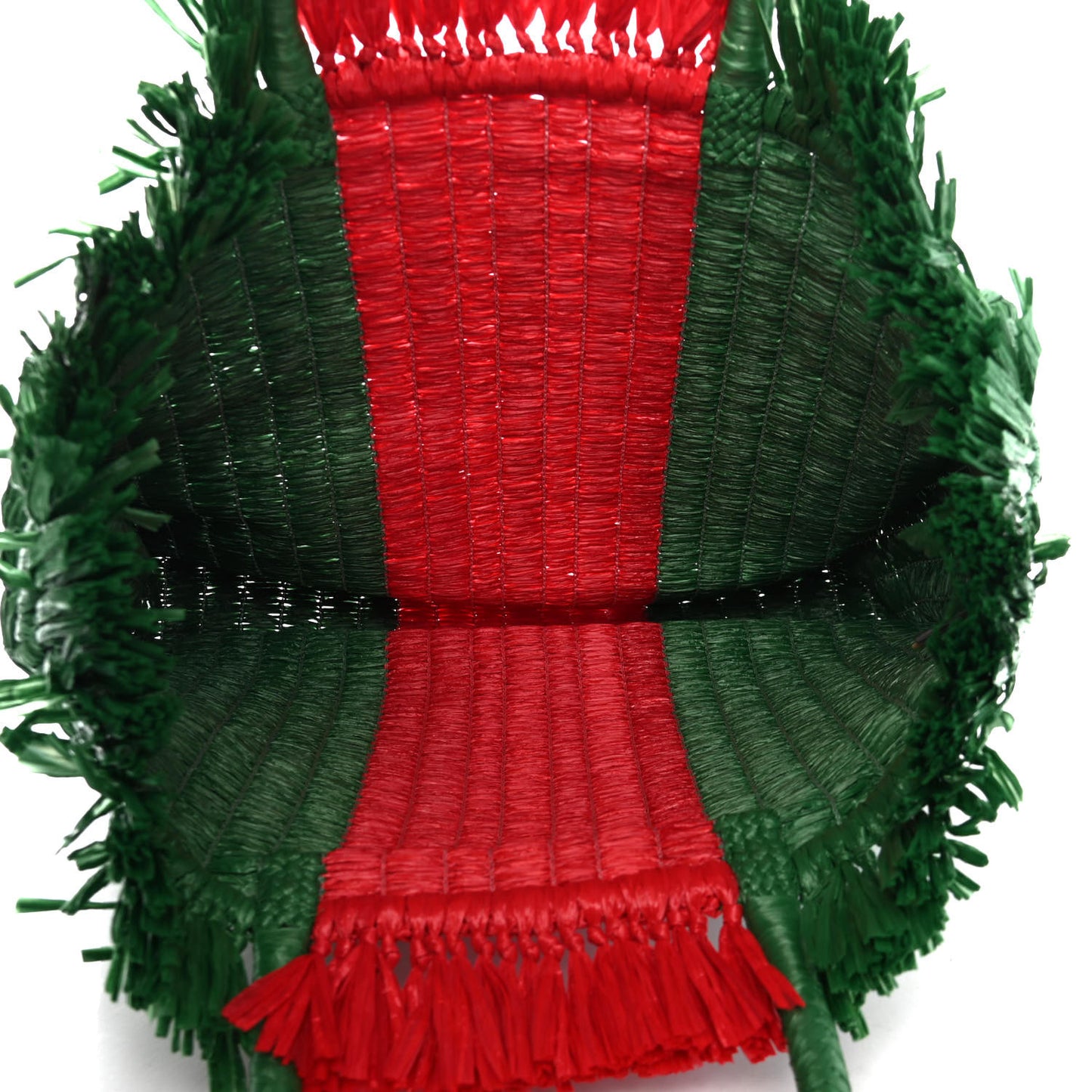 Raffia Linen Web Cestino Tote Bag Red Green