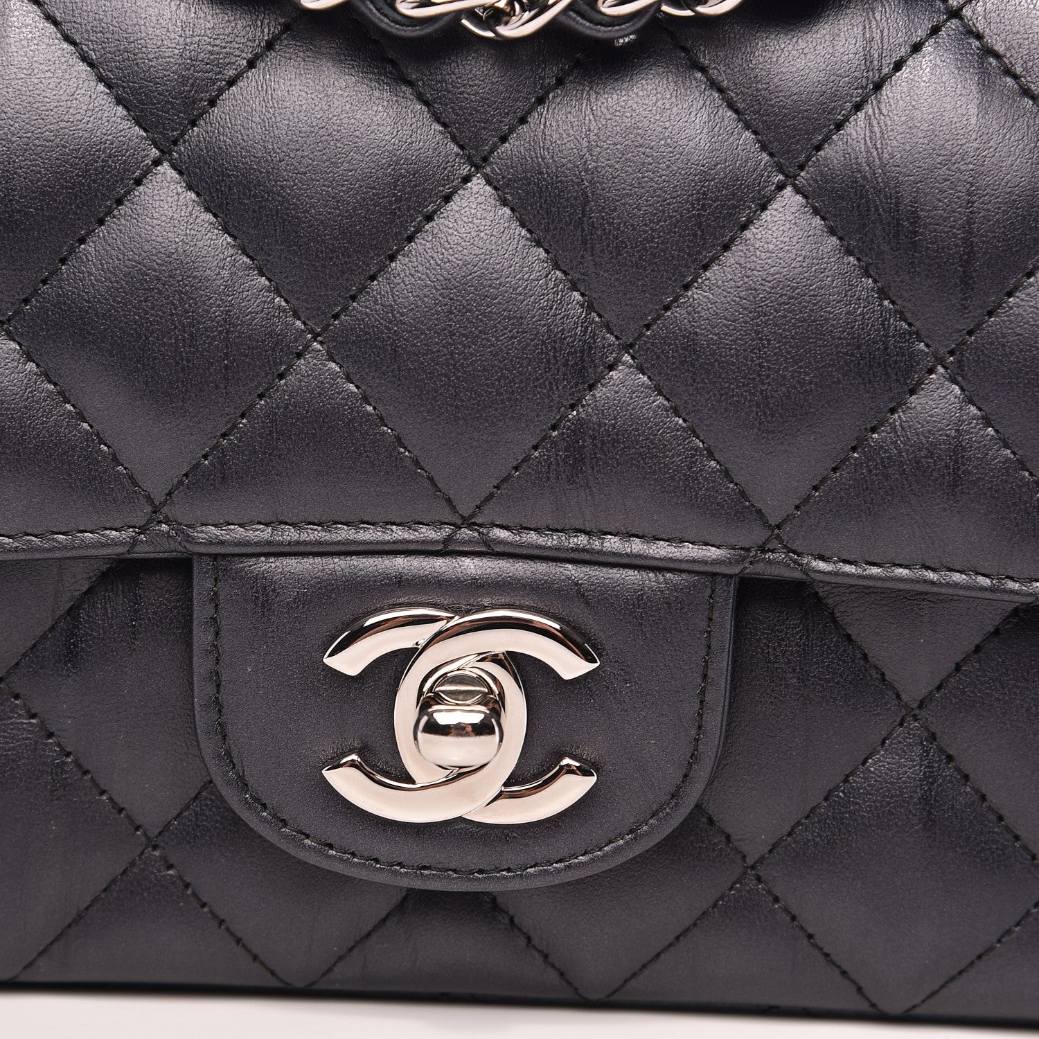 Chanel Iridescent Calfskin Quilted Mini Rectangular Flap Charcoal 8 of 11