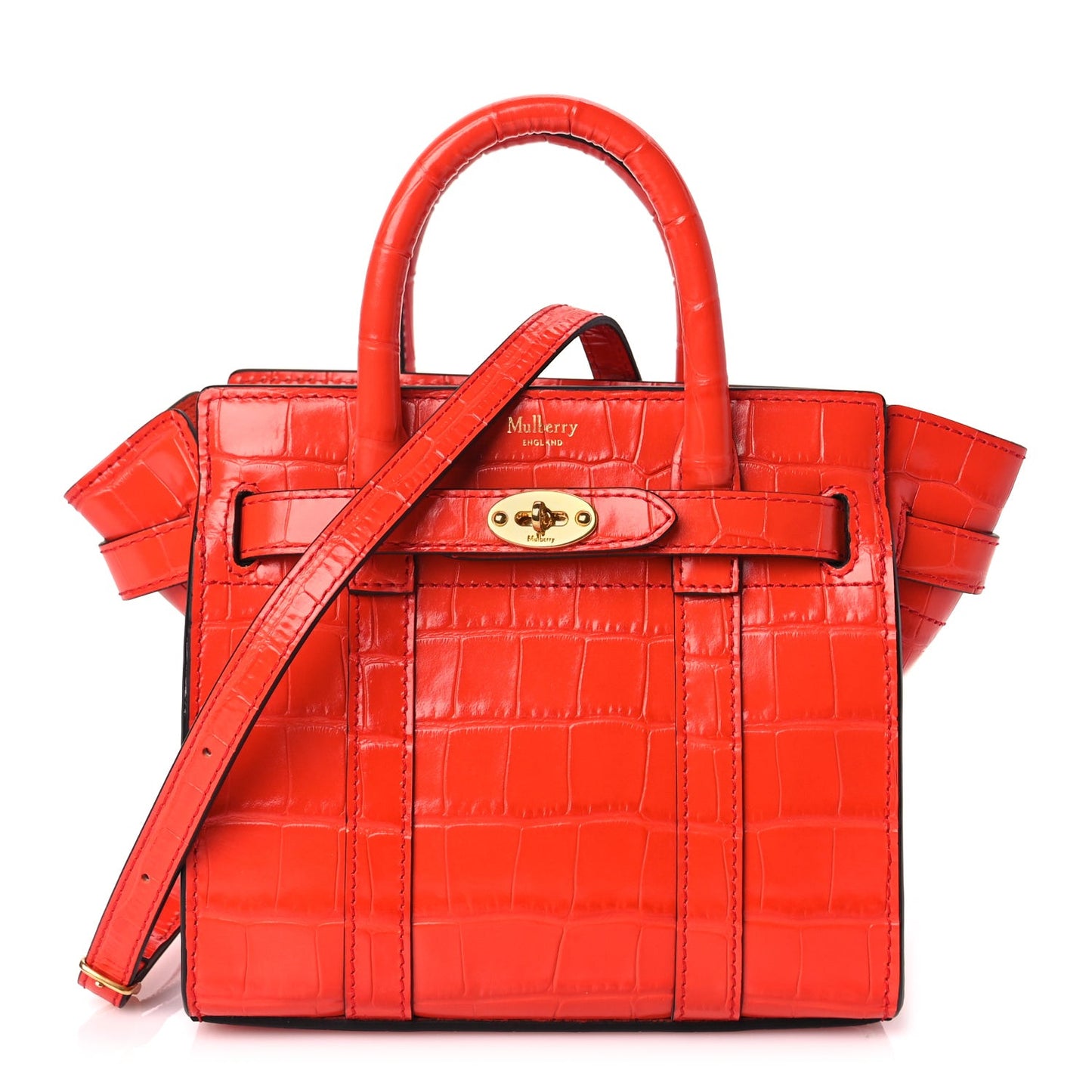 Crocodile Embossed Micro Zipped Bayswater Hibiscus Red