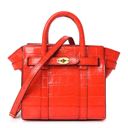 Mulberry Crocodile Embossed Micro Zipped Bayswater Hibiscus Red 1 of 8
