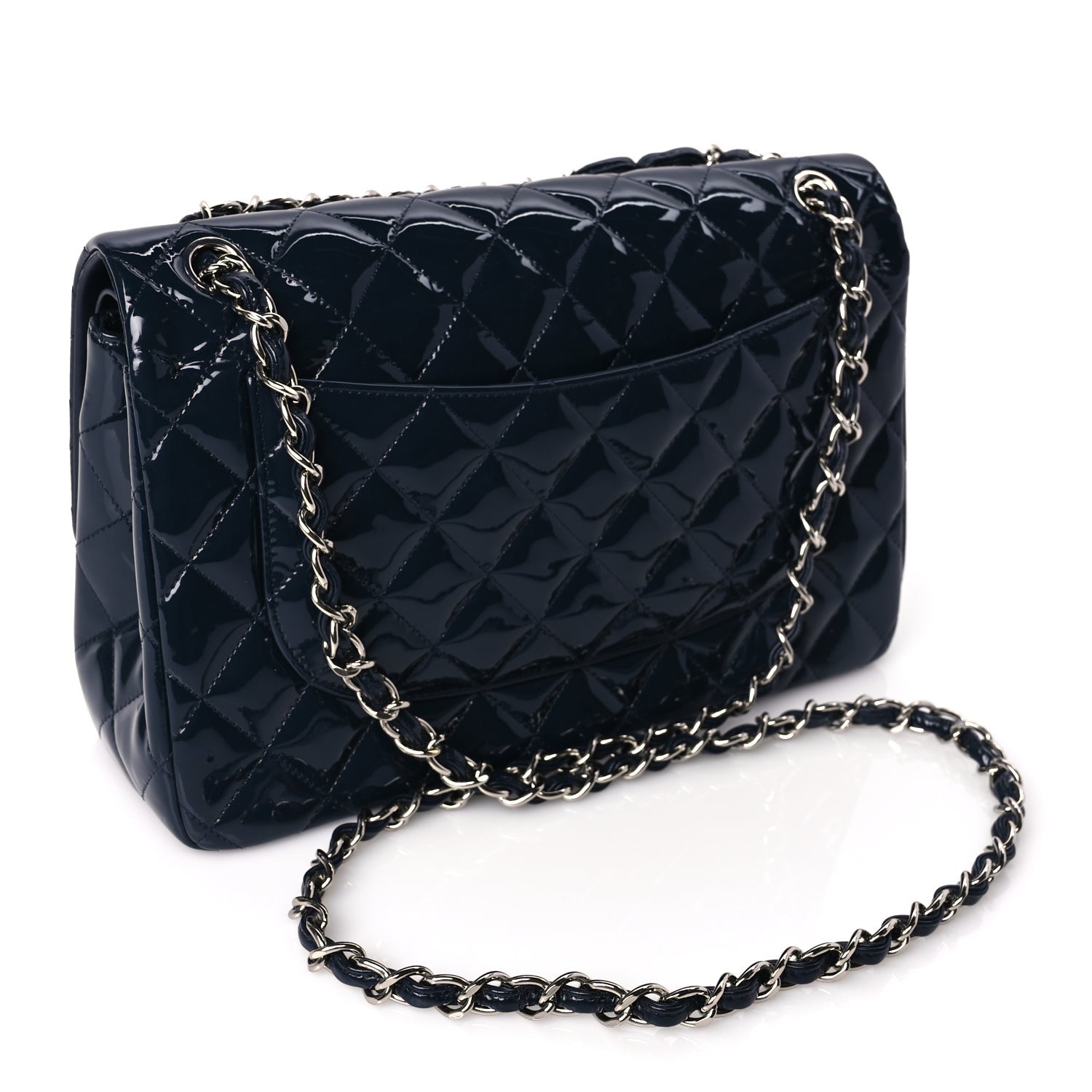 Chanel Patent Quilted Jumbo Double Flap Navy 2 of 9