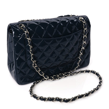 Chanel Patent Quilted Jumbo Double Flap Navy 2 of 9