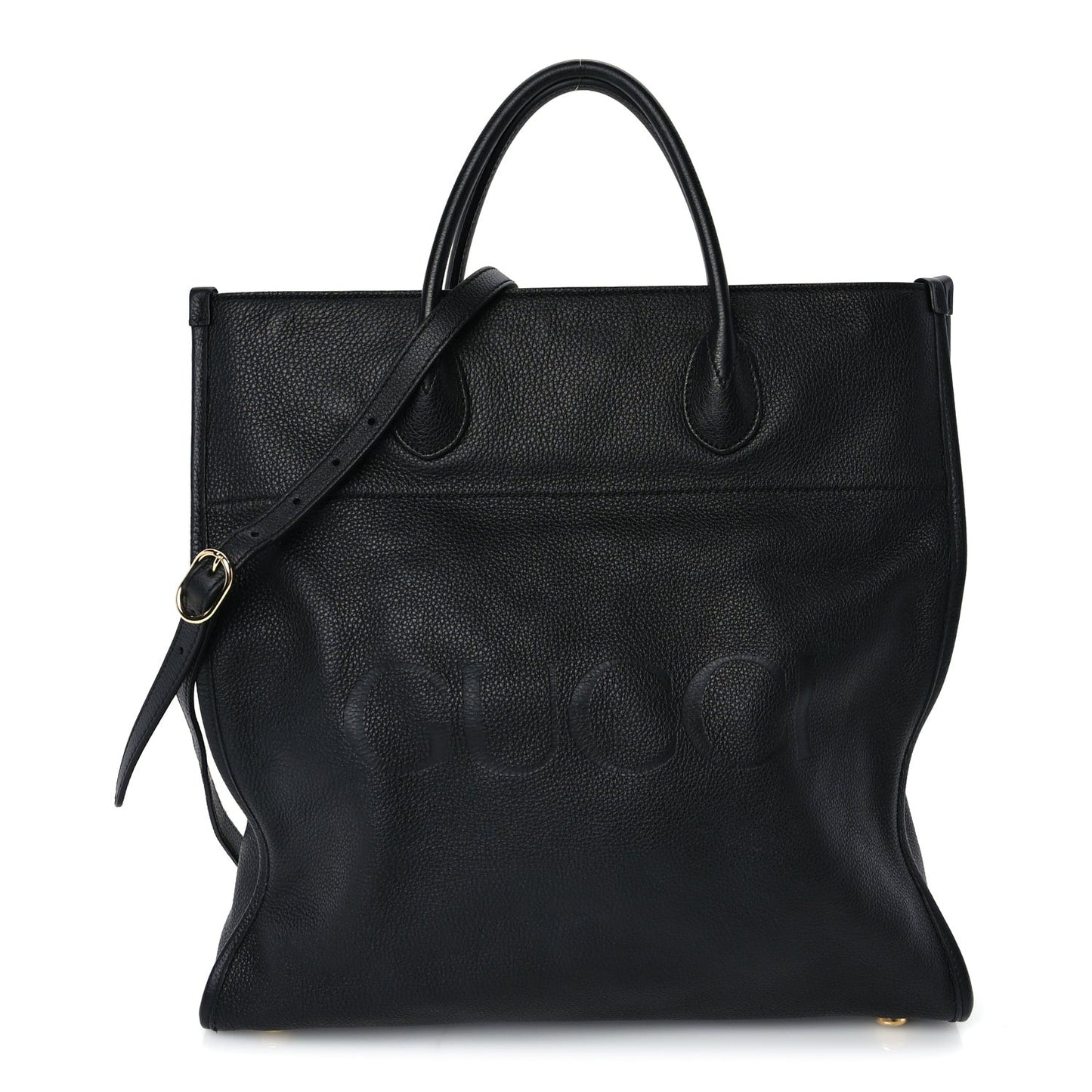 Pebbled Calfskin Large Logo Tote Black