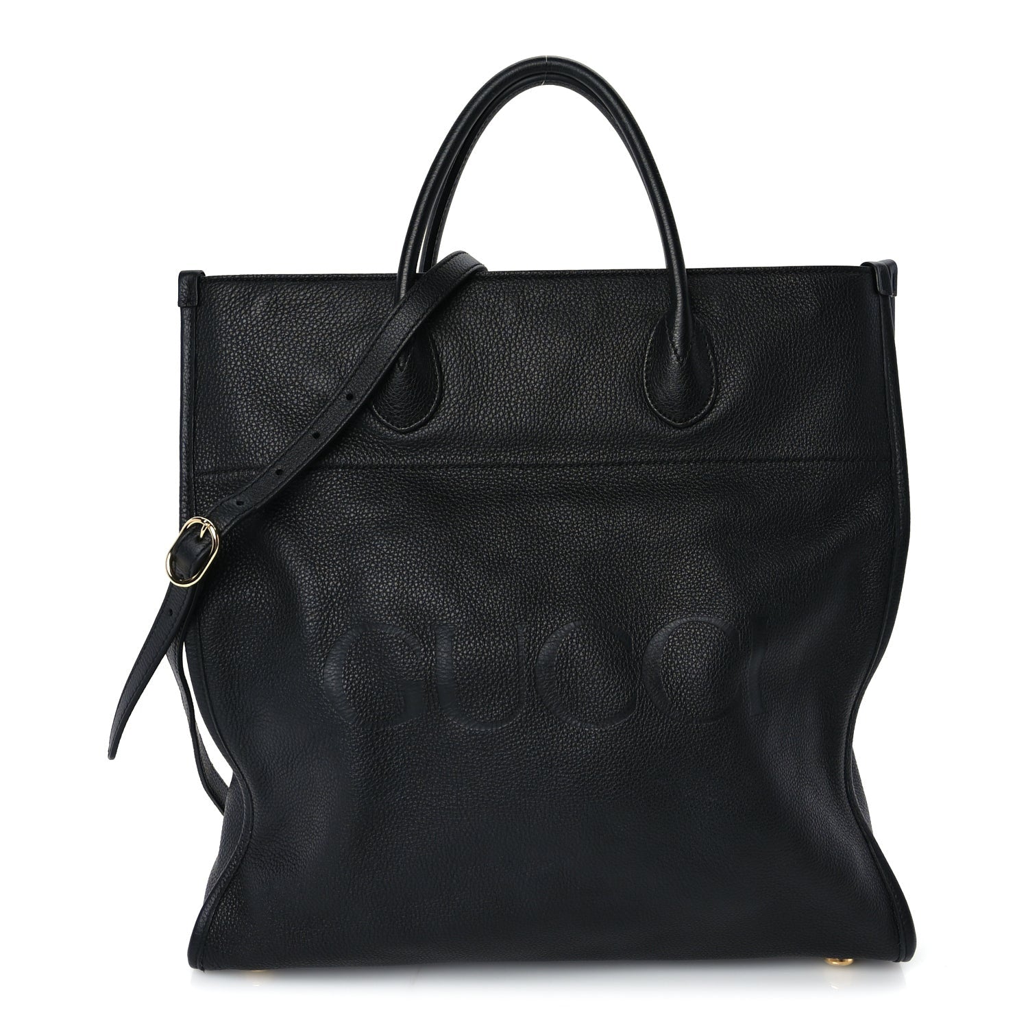 Gucci Pebbled Calfskin Large Logo Tote Black 1 of 8