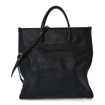 Gucci Pebbled Calfskin Large Logo Tote Black 1 of 8