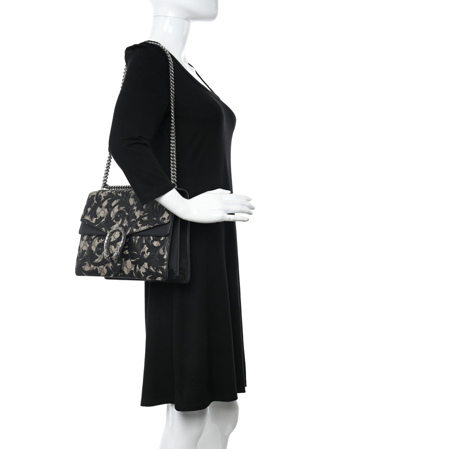 GG Supreme Monogram Arabesque Medium Dionysus Shoulder Bag Black