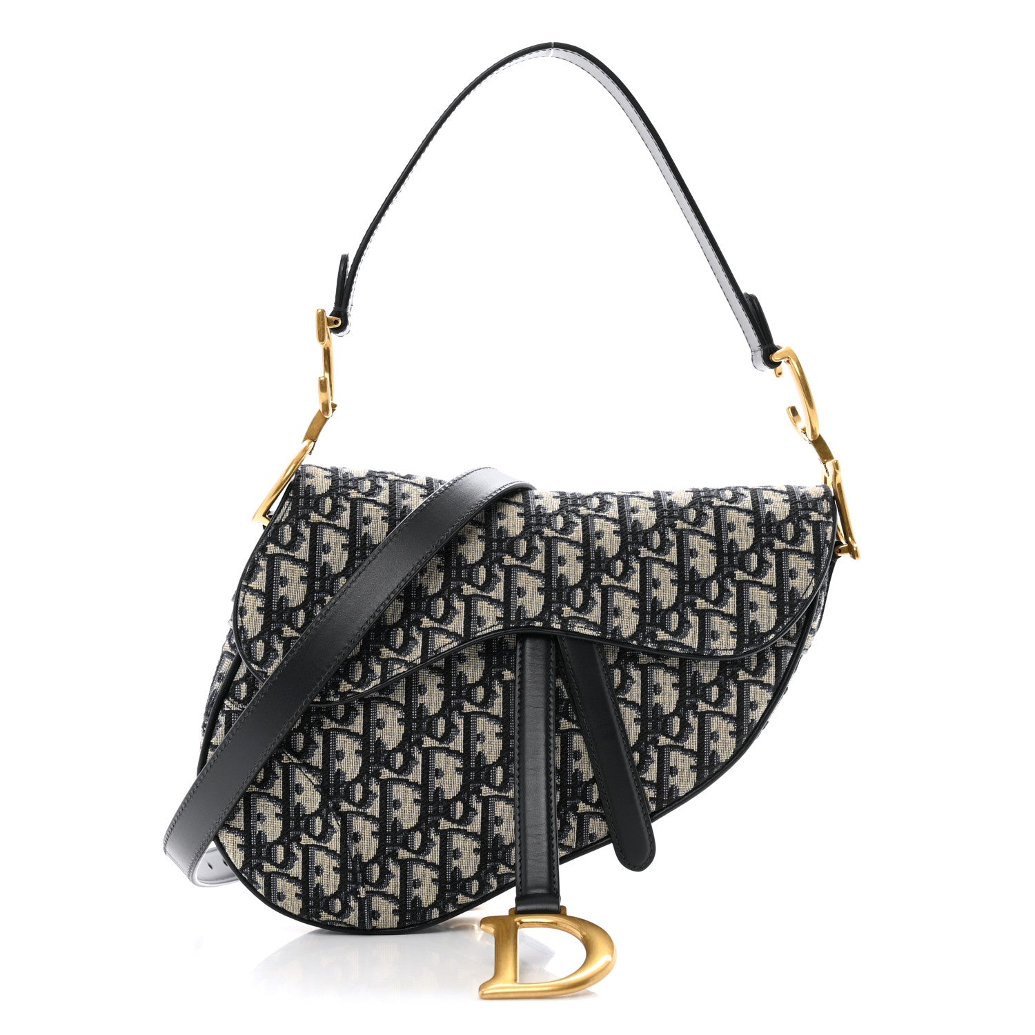 Christian Dior Oblique Saddle Bag With Strap Blue 1 of 11