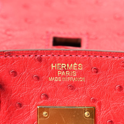 Hermes RESERVED -  Ostrich Birkin 30 Rouge Vif 5 of 9