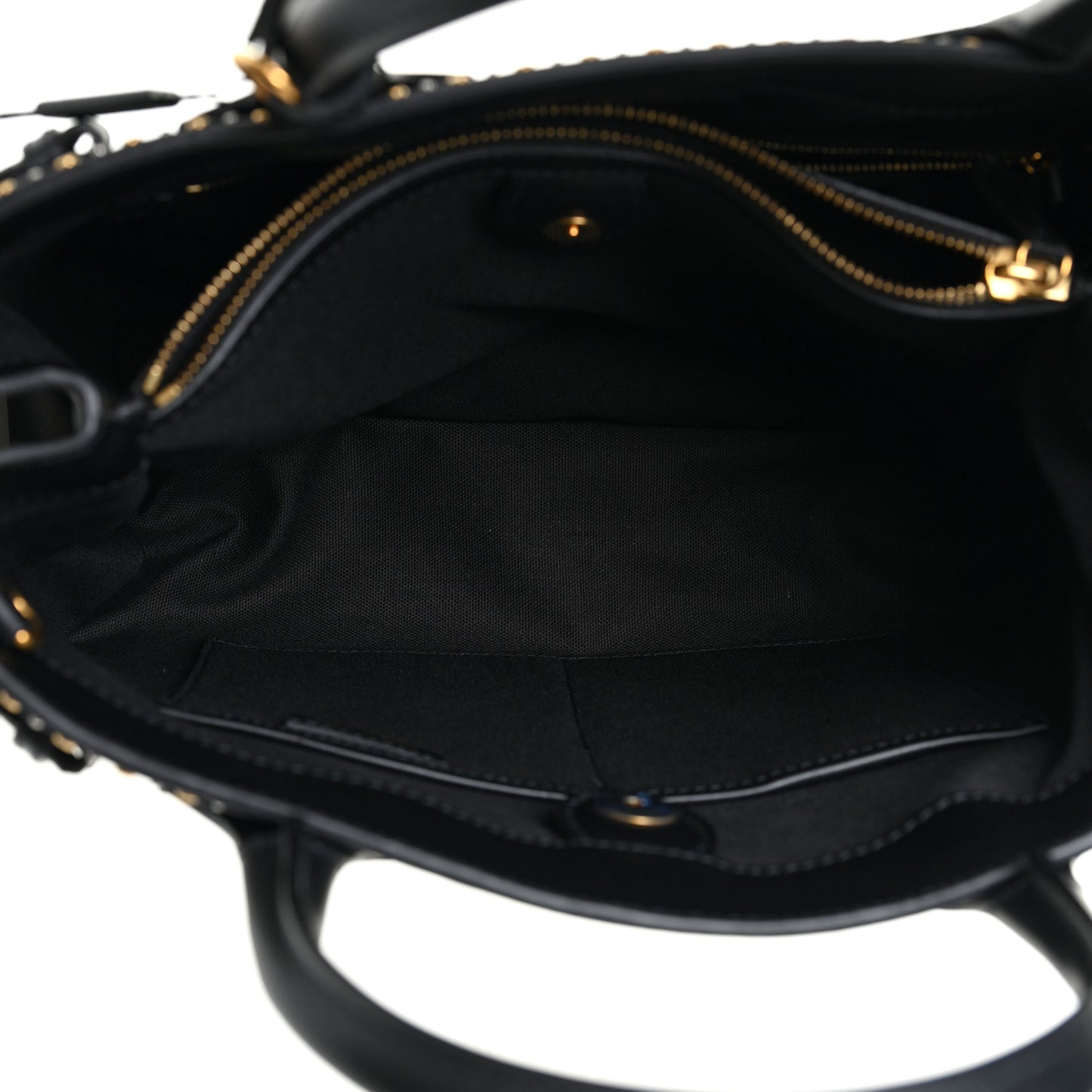 Smooth Calfskin Riveted Medium Banner Tote Black