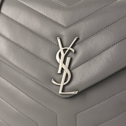 Saint Laurent Calfskin Y Quilted Monogram Medium Loulou Chain Satchel Light Grey 7 of 9