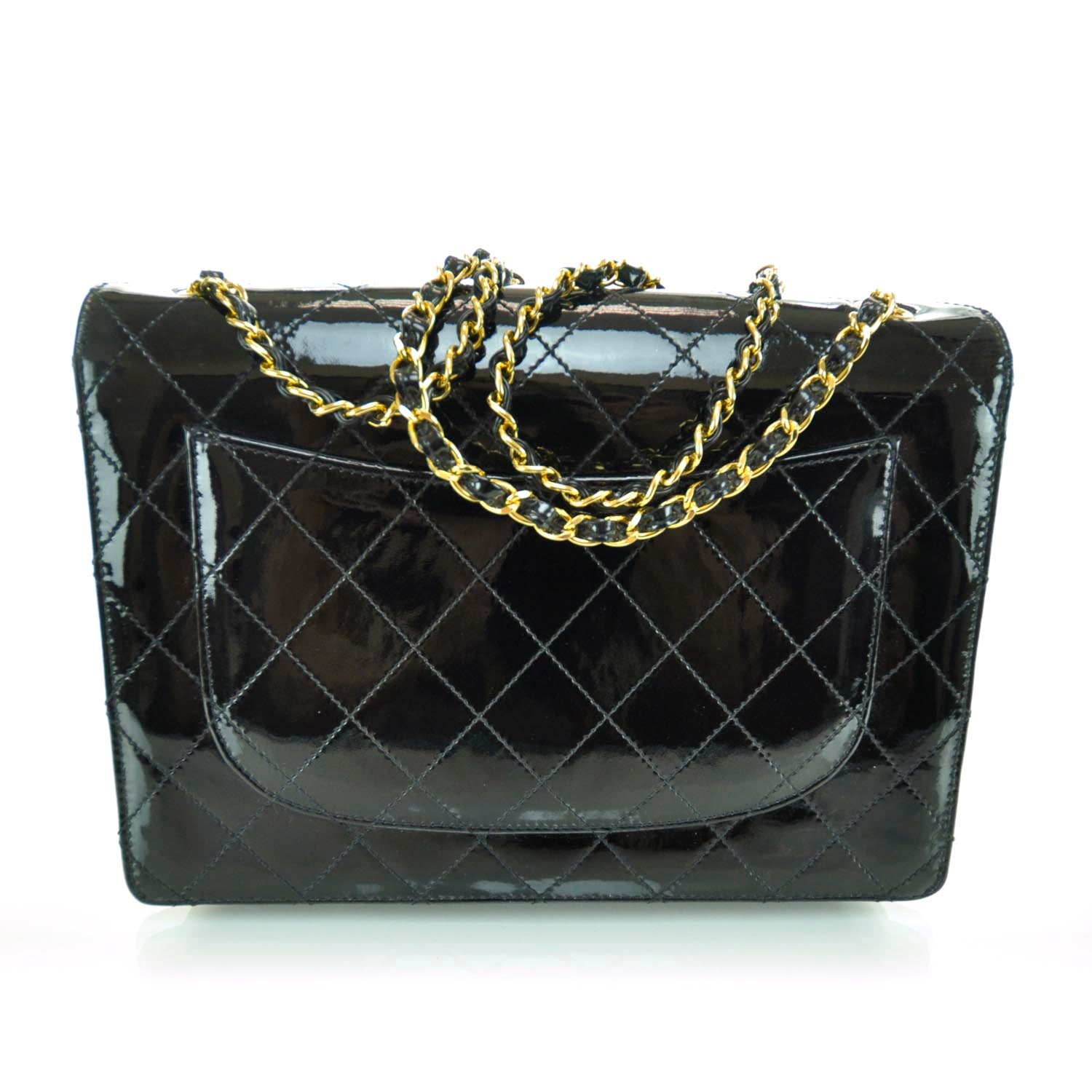 Chanel Patent Diamond Stitched Jumbo Flap Black 3 of 11