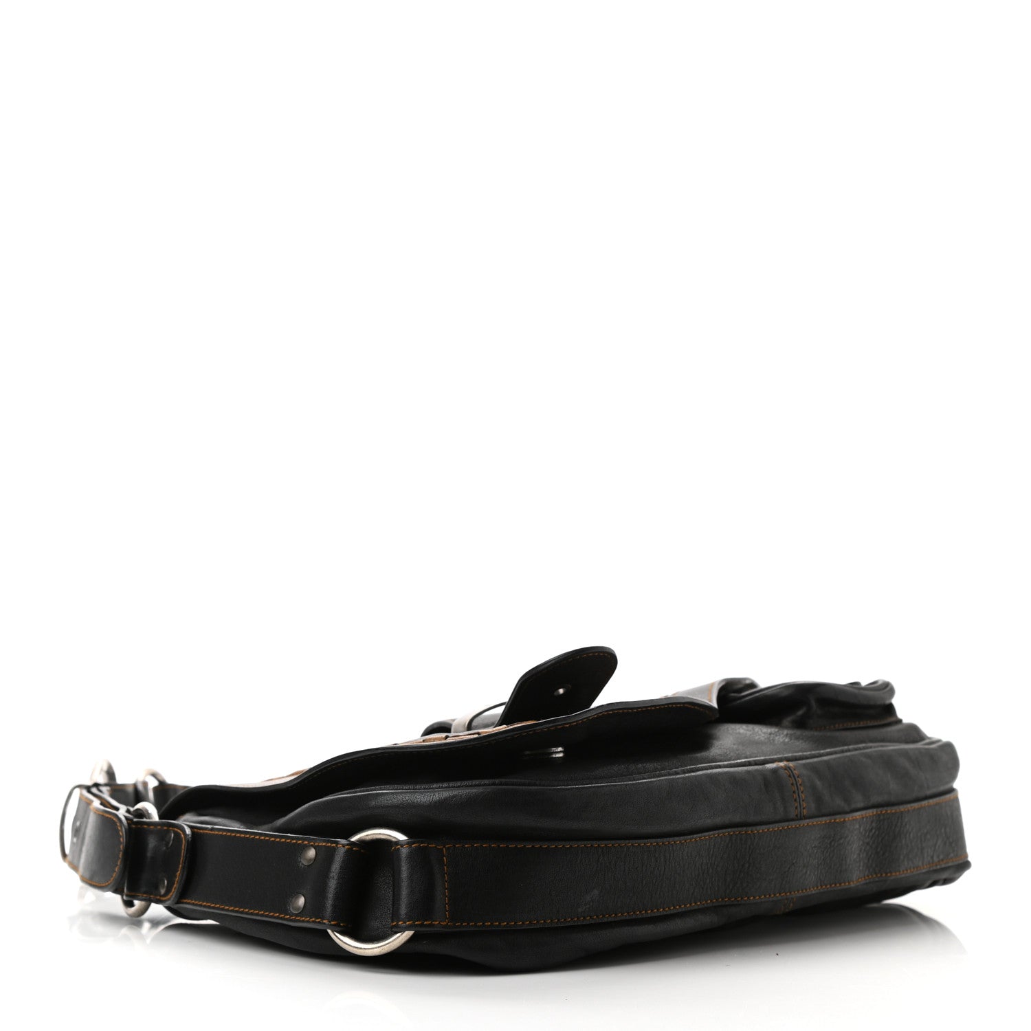 Christian Dior Calfskin Medium Gaucho Double Saddle Bag Black 7 of 21
