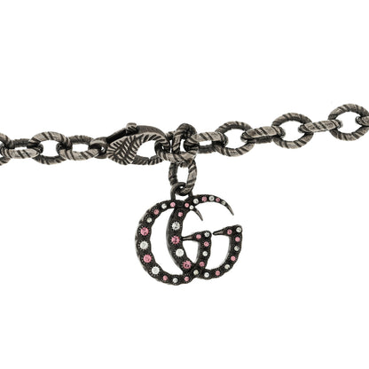 Gucci Crystal Embellished Necklace Pink Aged Silver 4 of 4