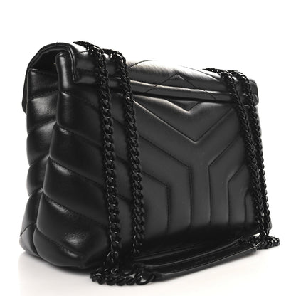 Saint Laurent Calfskin Y Quilted Monogram Monochrome Small Loulou Chain Satchel Black 3 of 7