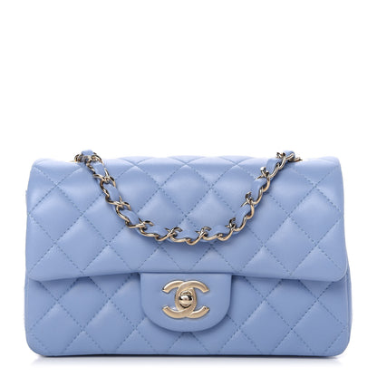Chanel Lambskin Quilted Mini Rectangular Flap Light Blue 1 of 12