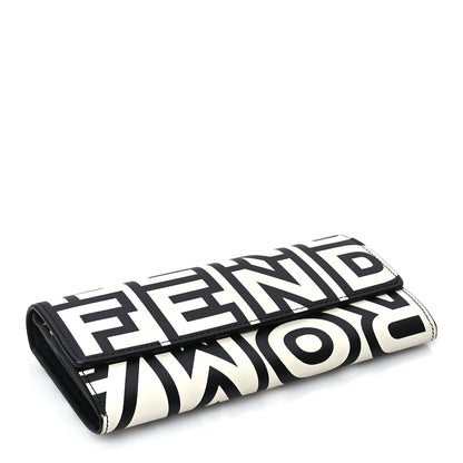 Fendi X MARC JACOBS Nappa Vitello King Logo Print Continental Wallet On Chain White Black 3 of 9