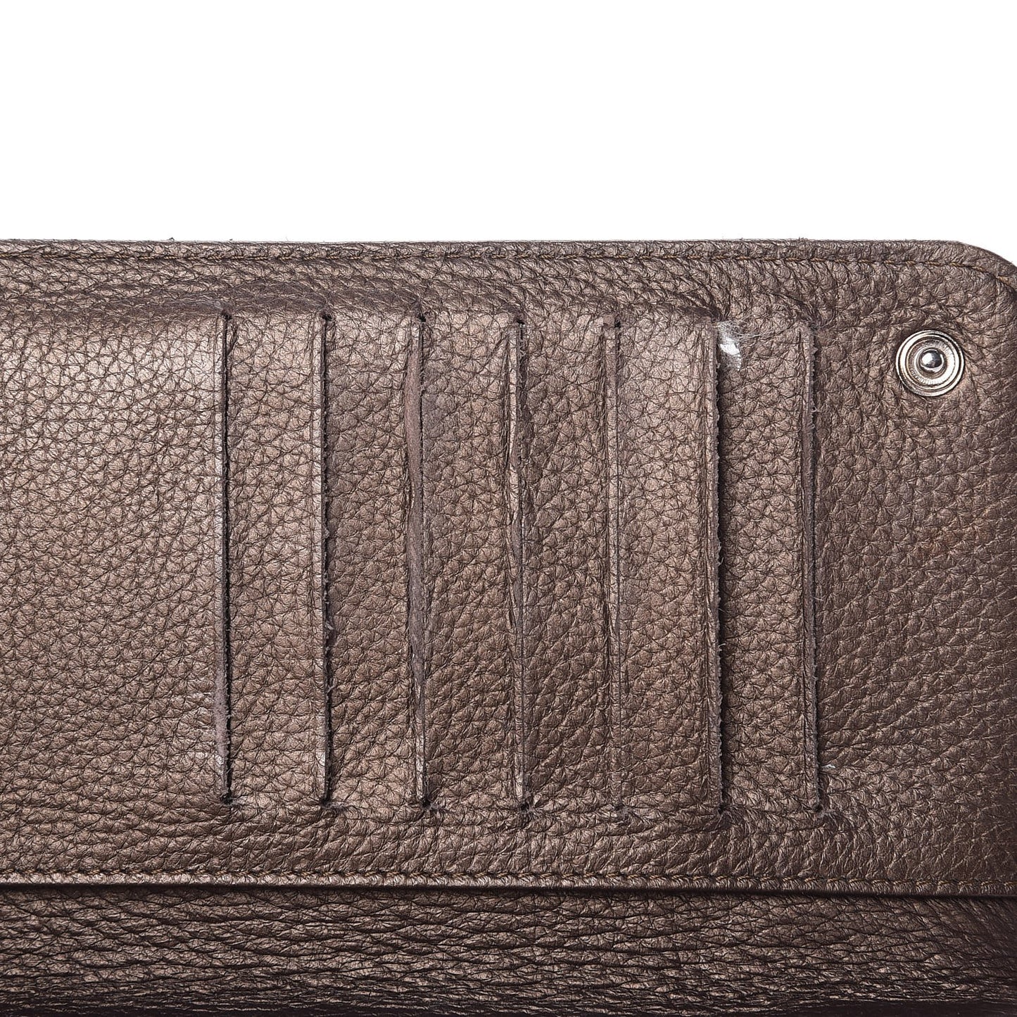Metallic Calfskin Large Timeless Zip Around Wallet Brown