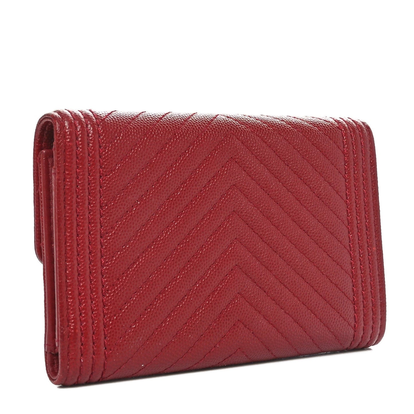 Caviar Chevron Quilted Boy Flap Wallet Red