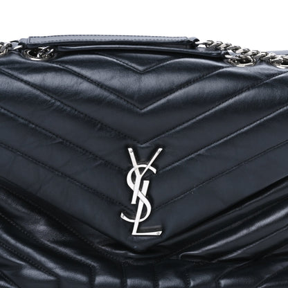 Saint Laurent Calfskin Y Quilted Monogram Medium Loulou Chain Satchel Black 6 of 7