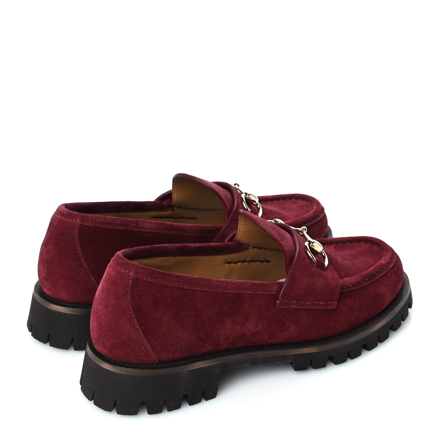 Gucci Suede Womens Horsebit Lug Sole Loafers 5.5 Burgundy 5 of 7