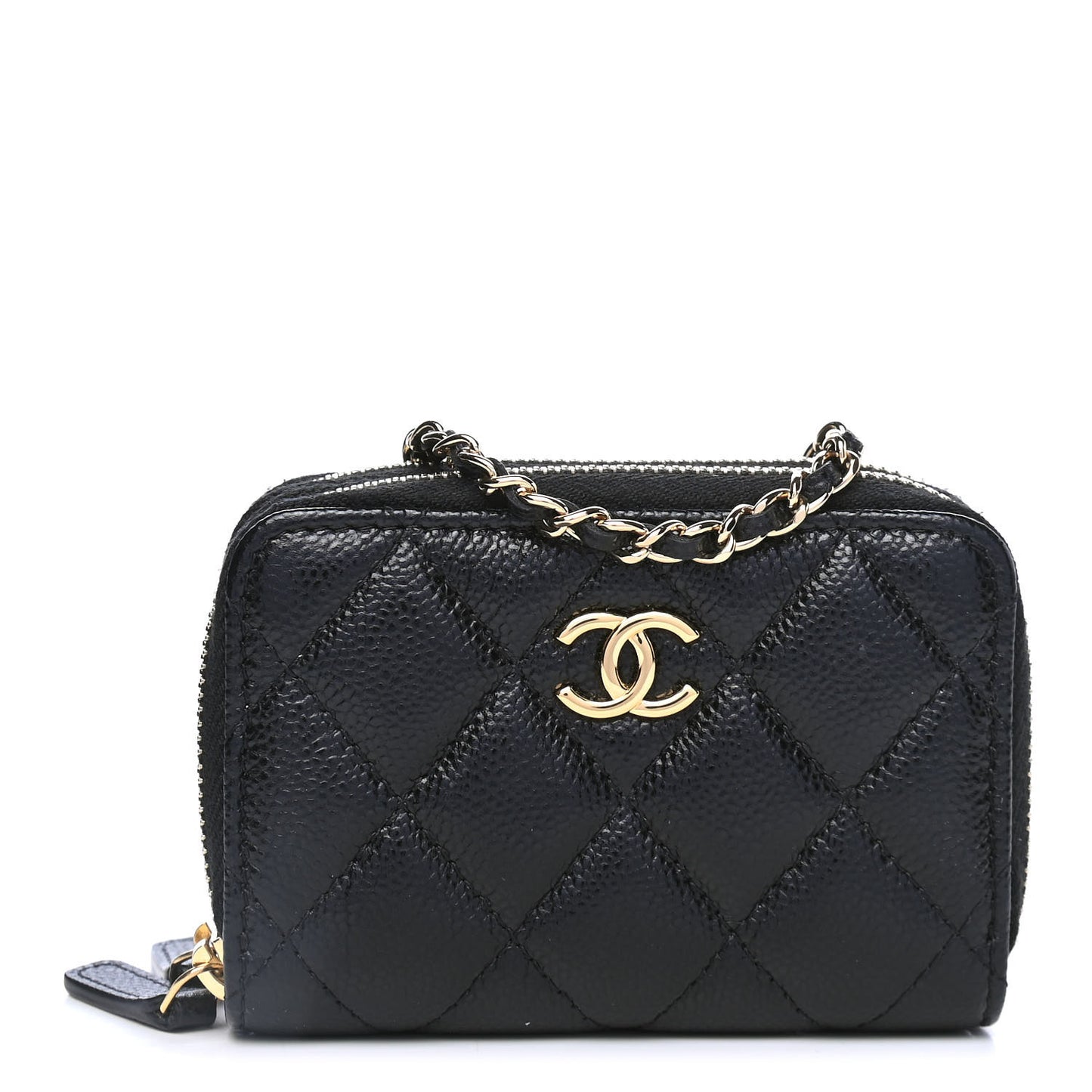 Caviar Quilted Miss Coco Clutch With Chain Black
