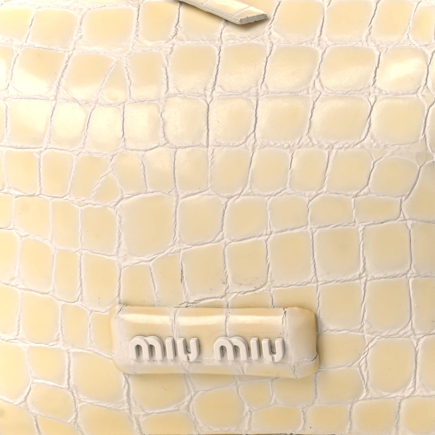 Calfskin Crocodile Embossed St Cocco Spirit Bag White
