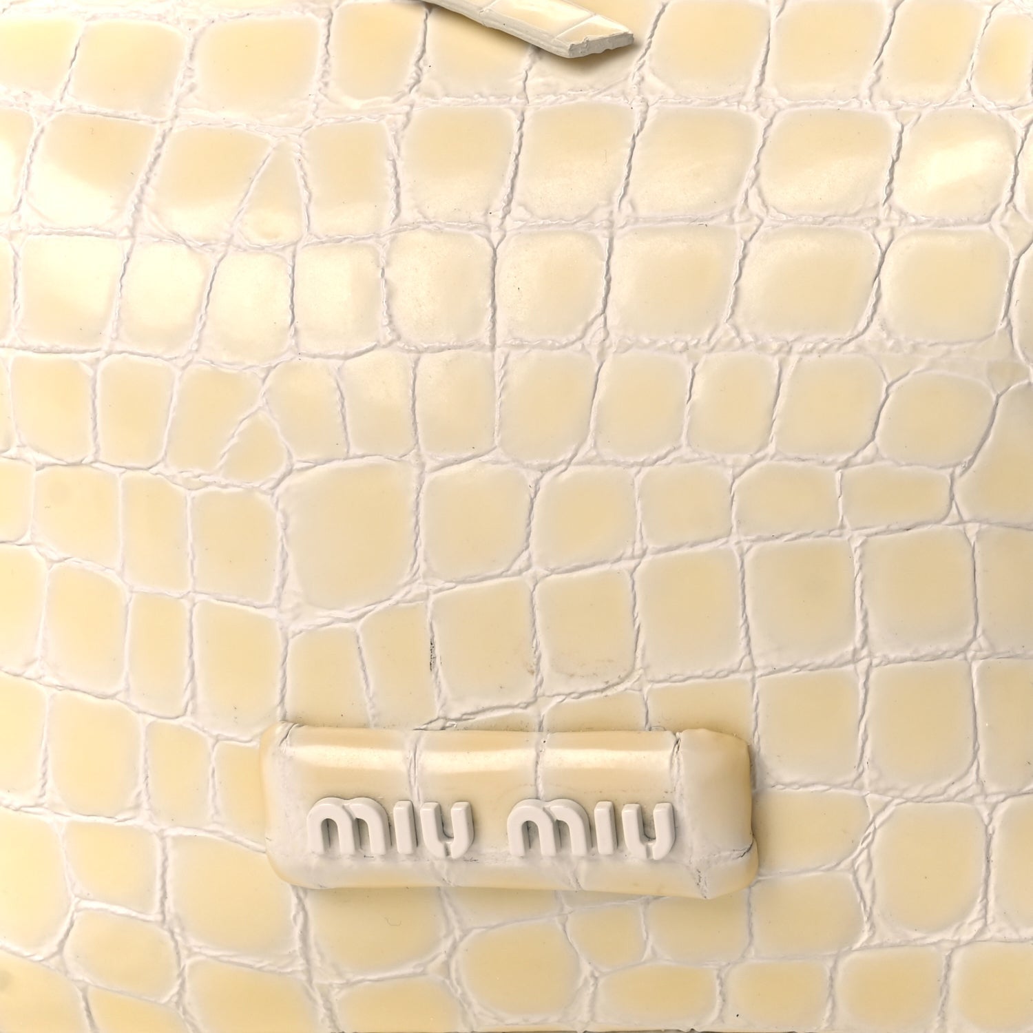 Miu Miu Calfskin Crocodile Embossed St Cocco Spirit Bag White 7 of 10
