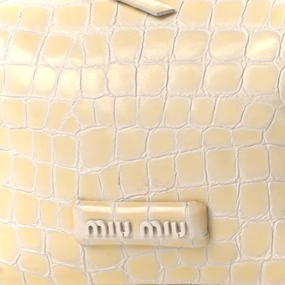 Miu Miu Calfskin Crocodile Embossed St Cocco Spirit Bag White 7 of 10
