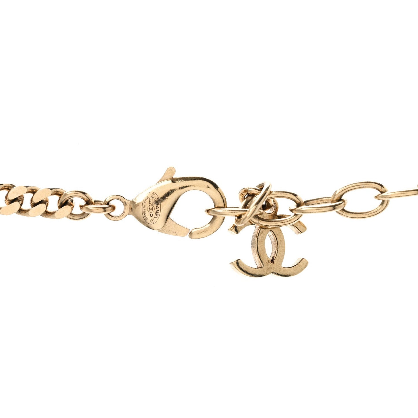 Metal Crystal CC Boy Pendant Long Necklace Gold