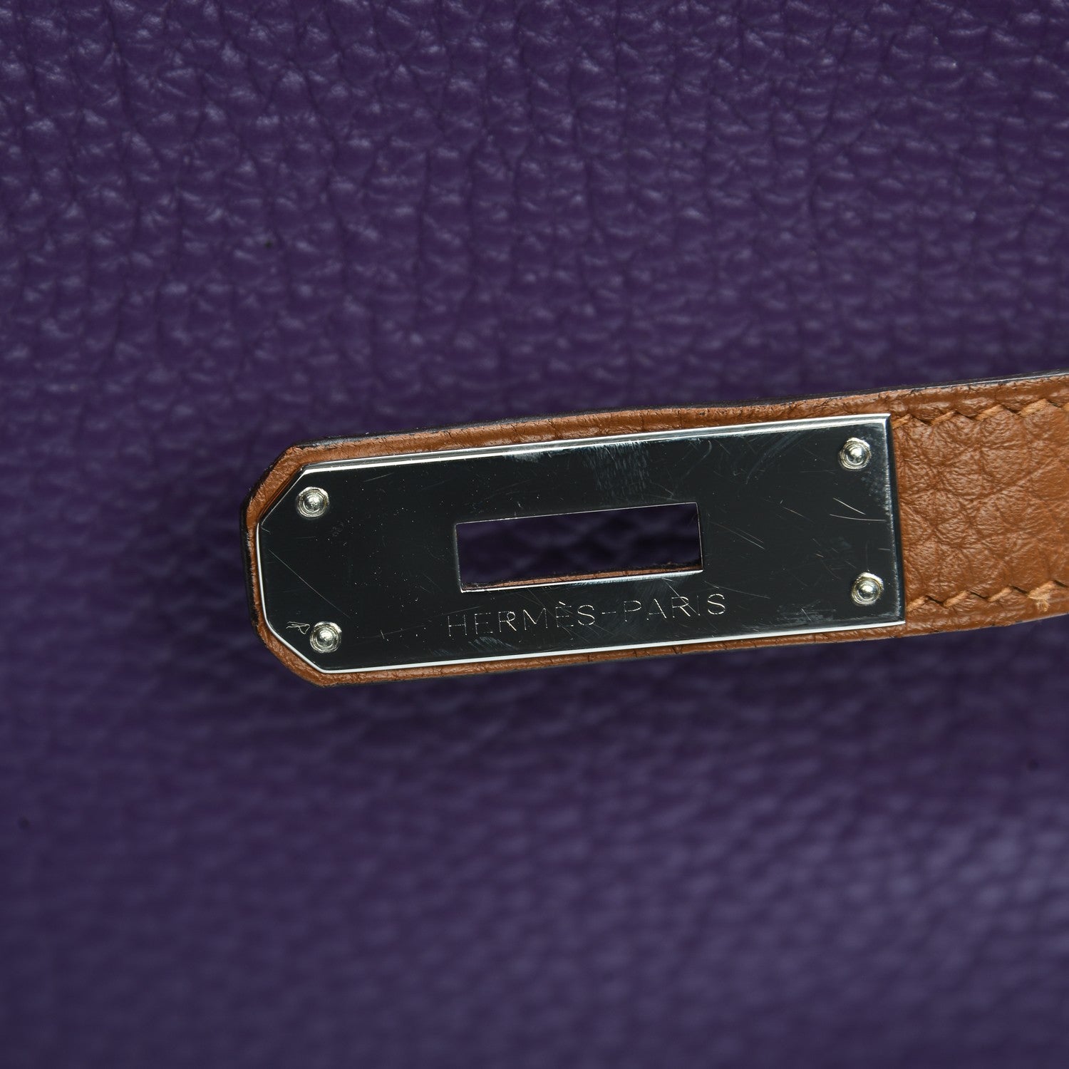 Hermes Taurillon Clemence Arlequin Kelly Retourne 32 Ultraviolet Etain 17 of 30