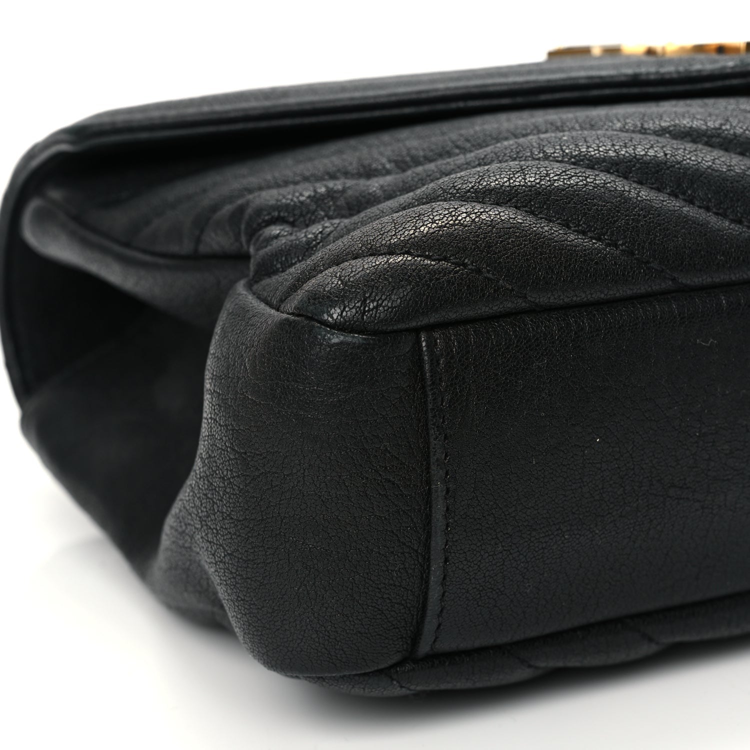 Saint Laurent Sheepskin Matelasse Chevron Monogram Medium College Bag Black 8 of 11