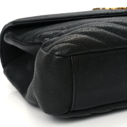 Saint Laurent Sheepskin Matelasse Chevron Monogram Medium College Bag Black 8 of 11