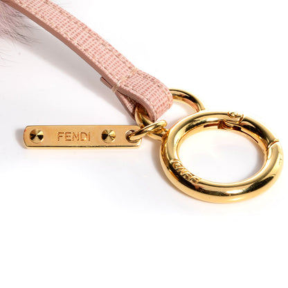 Fendi Fox Fur Vitello Elite Bi-Color Pom Pom Bag Charm Rosa Cammello Cipria 3 of 4