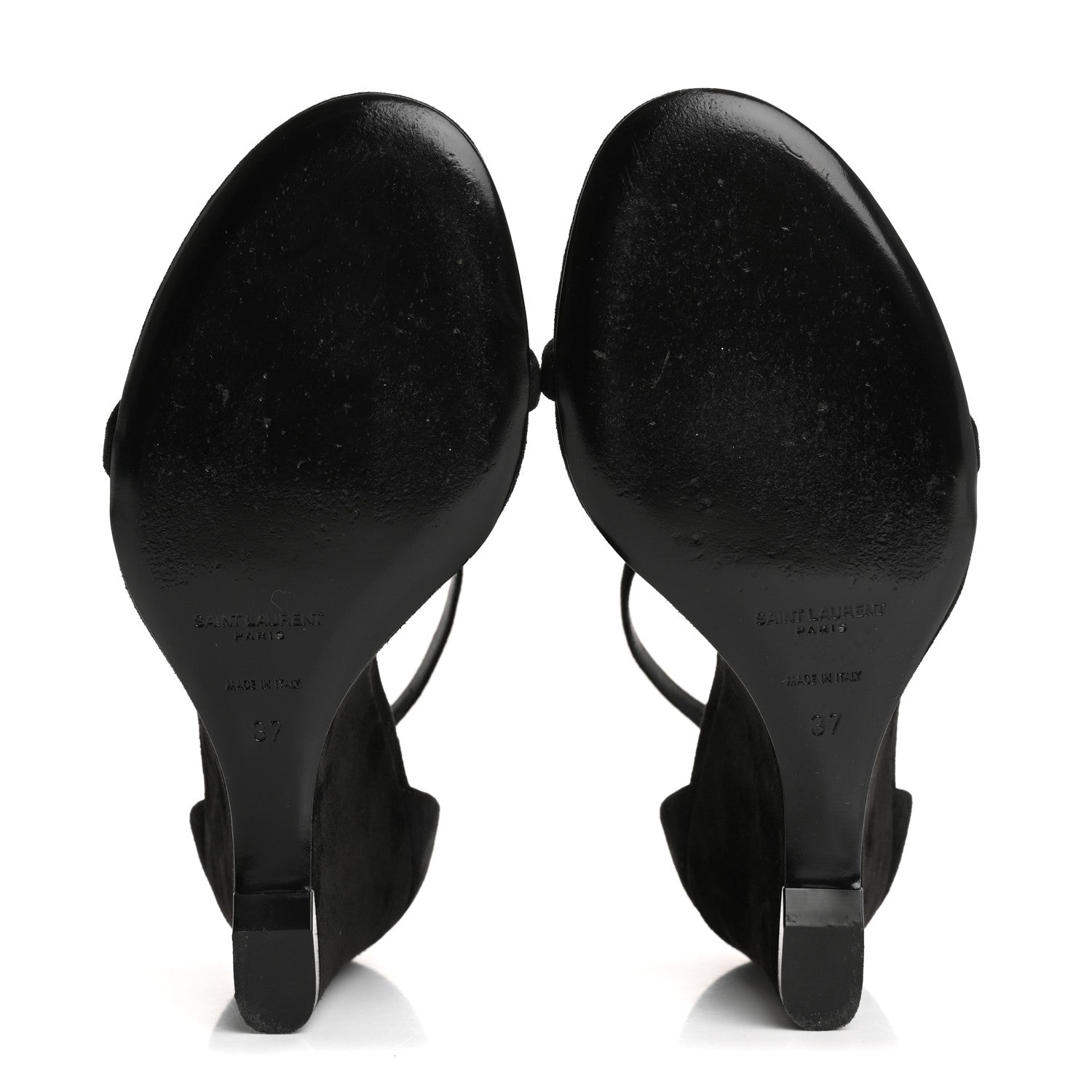 Saint Laurent Suede Lila Wedge Sandals 37 Black 6 of 10