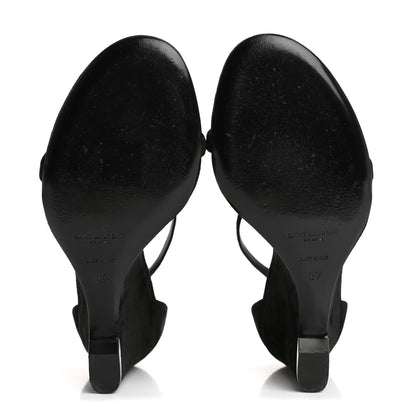 Saint Laurent Suede Lila Wedge Sandals 37 Black 6 of 10