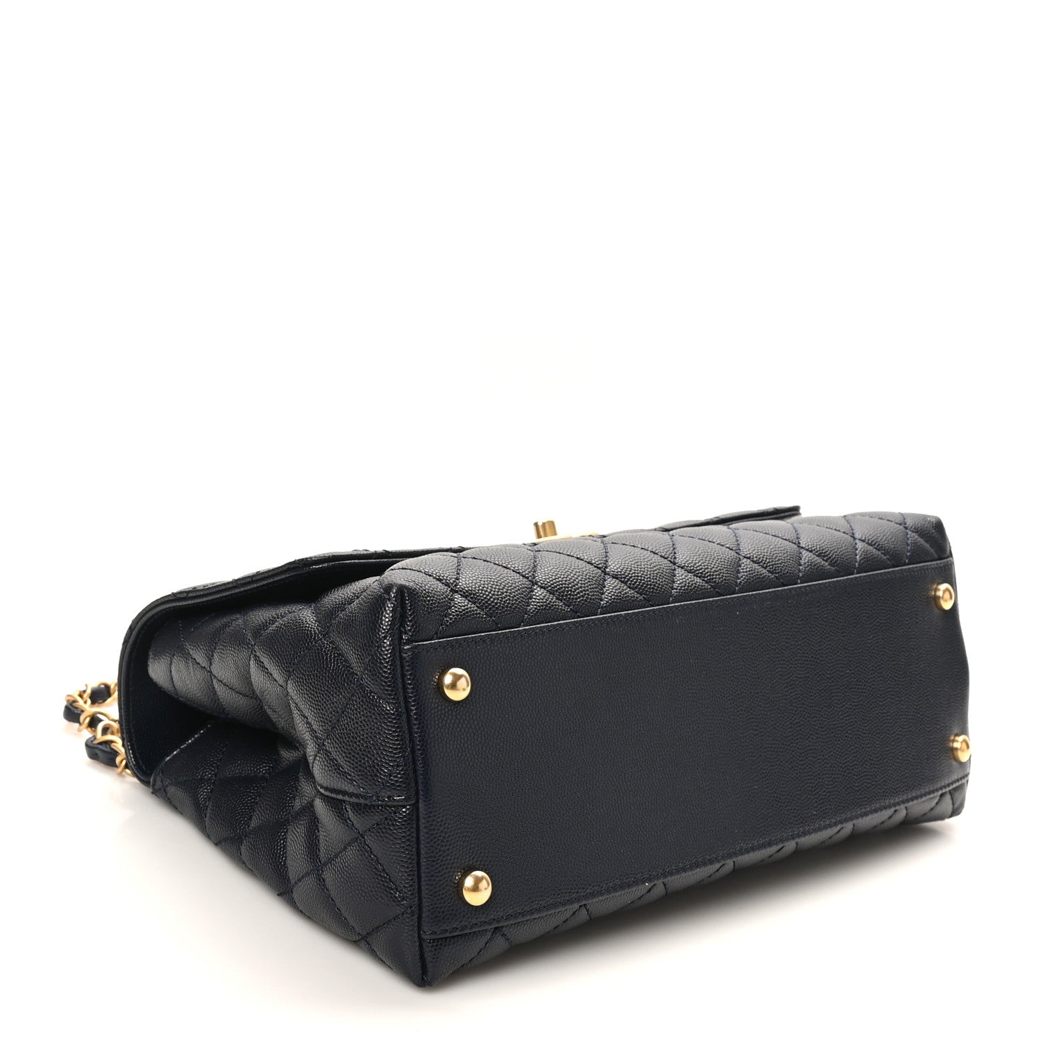 Chanel Caviar Quilted Small Coco Chain Handle Flap Navy Blue 4 of 10